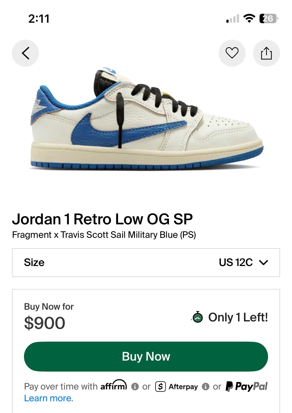 Fragment X Travis Scott Jordan 1 Low PS