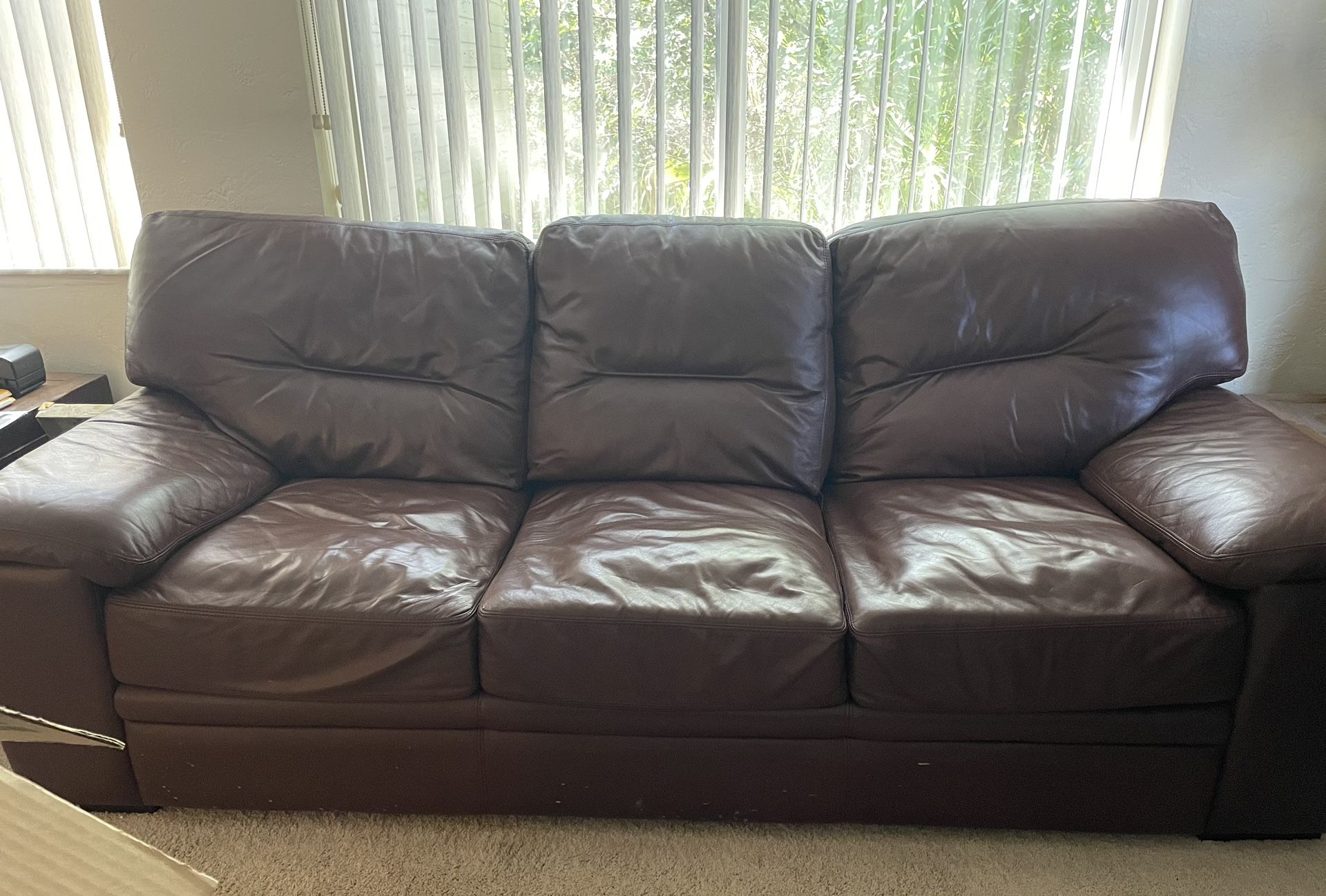 Dark Brown Leather Couch 