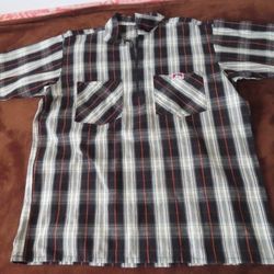 Vintage Ben Davis Shirt Mens L Black/White/Red Half 1/2 Zip Made In USA