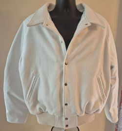 White Wool Varsity Bomber Jacket