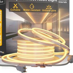 49 Ft 110V LED Rope Light Waterproof Neon Strip, 2500K Warm White Commercial & Outdoor Use, ETL Listed, for Room, Building, Celebration