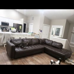 Leather sectional