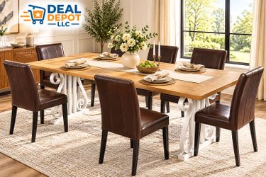 Dining Table Set with 6 Chairs -Extendable – 7-Piece Farmhouse Dining Set – New