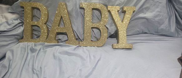 Gold Glitter BABY Letter Sign Set