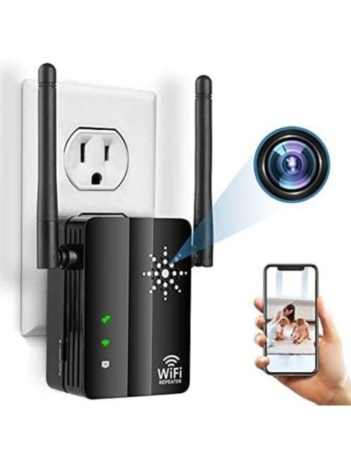 Hidden Spy Camera & WiFi Extender 2- Hidden Camera w Live Feed WiFi - Indoor Hidden Security Camera - 1080P HD Hidden Nanny Cam - Motion Detection Spy