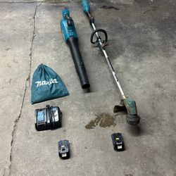 Makita Trimmer Blower Combo With Batteries and charger