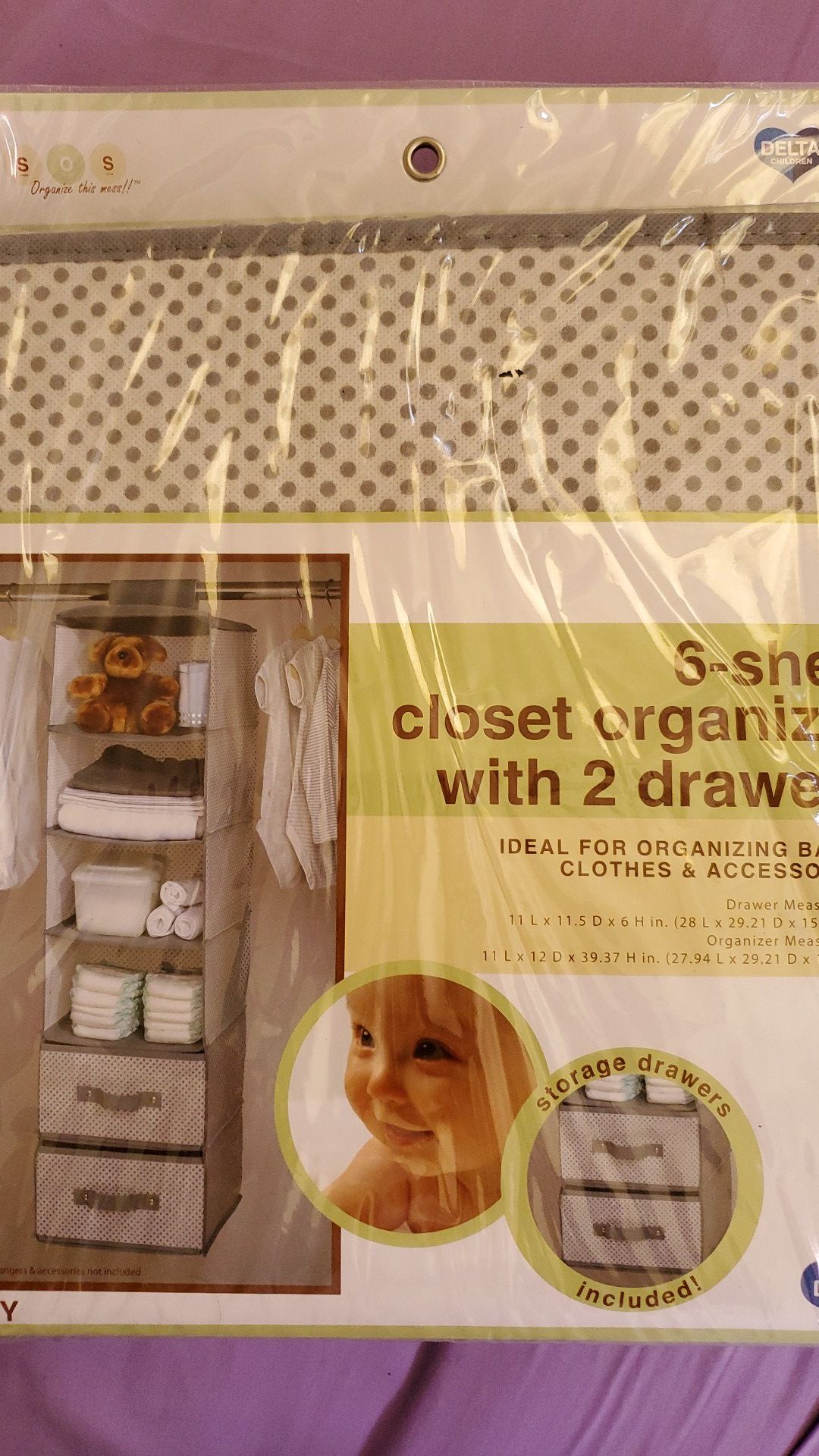 6 shelf closet organizer with 2 drawers