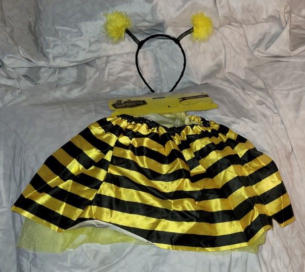 Halloween Costume Youth Kids Child Girls Toddler Bumble Bee Skirt And  Head Band  Small 3T