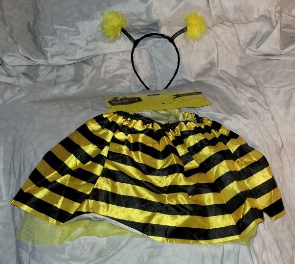 Halloween Costume Youth Kids Child Girls Toddler Bumble Bee Skirt And Head Band Small 3T