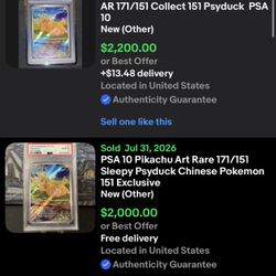 Pikachu (Psyduck) Chinese 171/151 PSA 10 