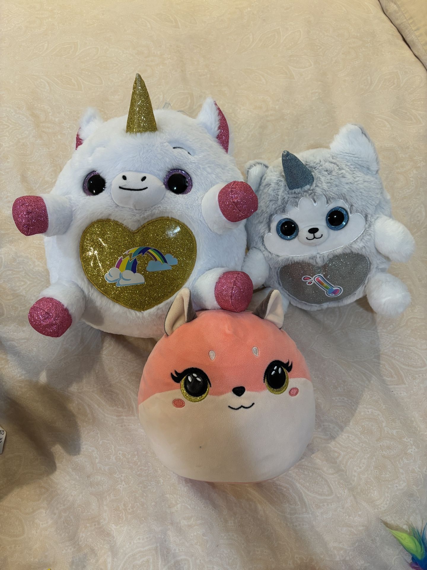 Set Of 3 Squishmellows: 2 Rainbocorns & 1 Squishmellow 
