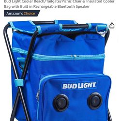 Bud Light Cooler Beach/Tailgate/Picnic Chair & Insulated Cooler Bag with Built in Rechargeable Bluetooth Speaker