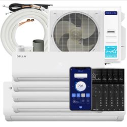 DELLA 9K 12K 18K 24K 36K BTU Single or Multi Zone Mini Split System Up To 5 Zones 18K-55K BTU Heat Pump AHRI Certified Precharged