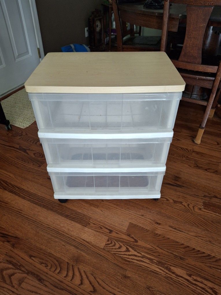 25x22x16 Rolling Storage With Wooden Top