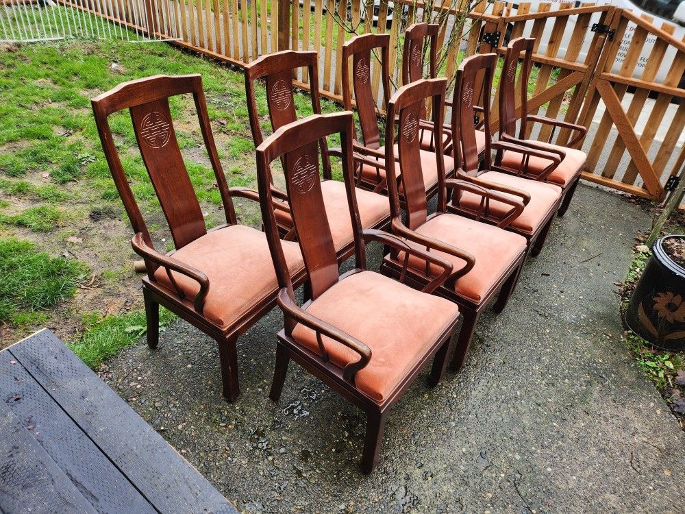 Set of Eight Bernhardt Furniture Asian Dining Chairs