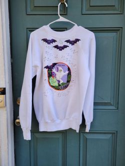 Vintage 80s 90s Pannill Hanes Halloween Sweatshirt XL Ghost Bats Puff Paint USA