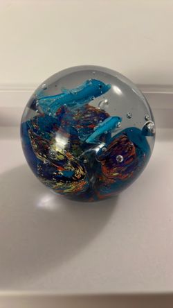 Paperweight Controlled Bubbles With Dolphins 