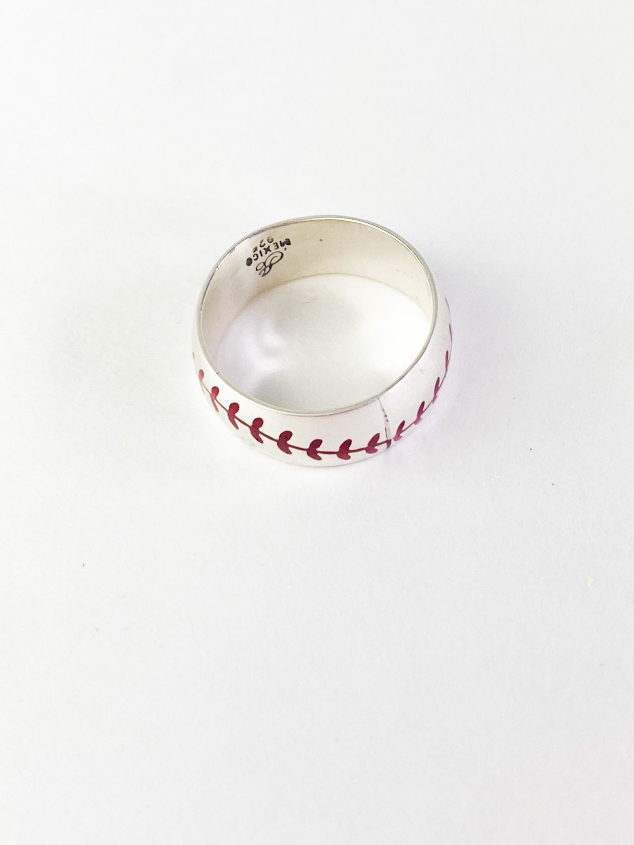 Silver baseball ring