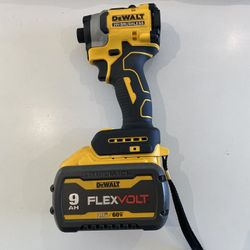 New Dewalt 20v Impact driver DCF850 used 60v battery flexvollt 9AH no charger tool works with battery. Not sure of condition of battery because I don’