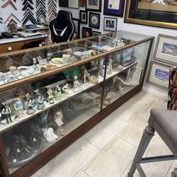 Vintage Wooden Glass Display Case Solid Oak