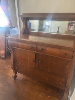 FREE Vintage Wood Buffet / Sideboard with Large Mirror