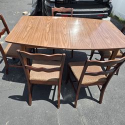 Brown kitchen/dining table 5 chairs wood