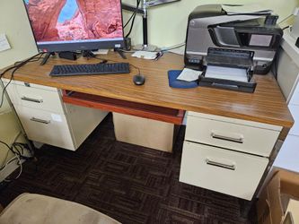 Steel Teacher's desk with wood top