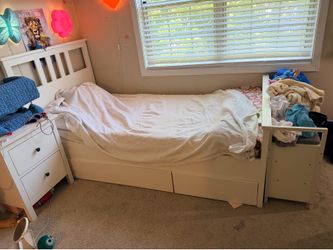 IKEA Twin Bed Frame with 2 Storage Drawers – White