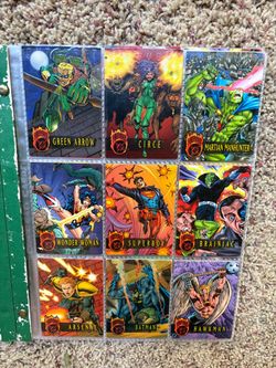 Vintage 1990s Marvel DC SkyBox Comic Trading Card Binder Lot