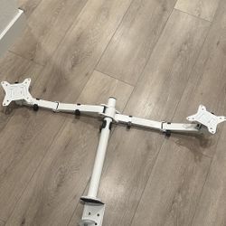 Fully Adjustable Dual Monitor Mount for 2 Screens up to 32 Inches, Holds up to 17.6 lbs Each Arm, Desk Stand, White