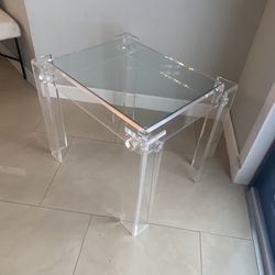 MidCentury Modern Lucite Glass Top Side Table