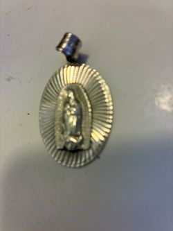 Nueva new Solid silver plata 925 medalla de la Virgen Guadalupe