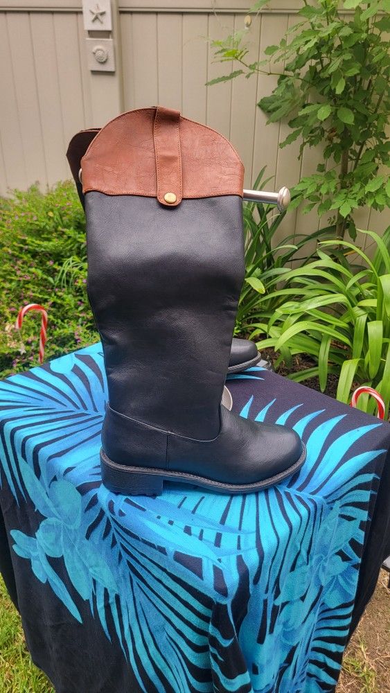Black Leather Boot W/ Brown Edge 5.5