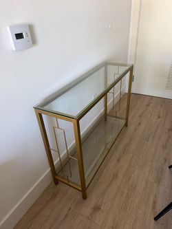 Gold Metal and Glass Console Table