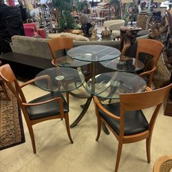 Circa 1980's Design Institute of America Tree of Life Dining Table W/ Set of 4 Italian A. Sibau