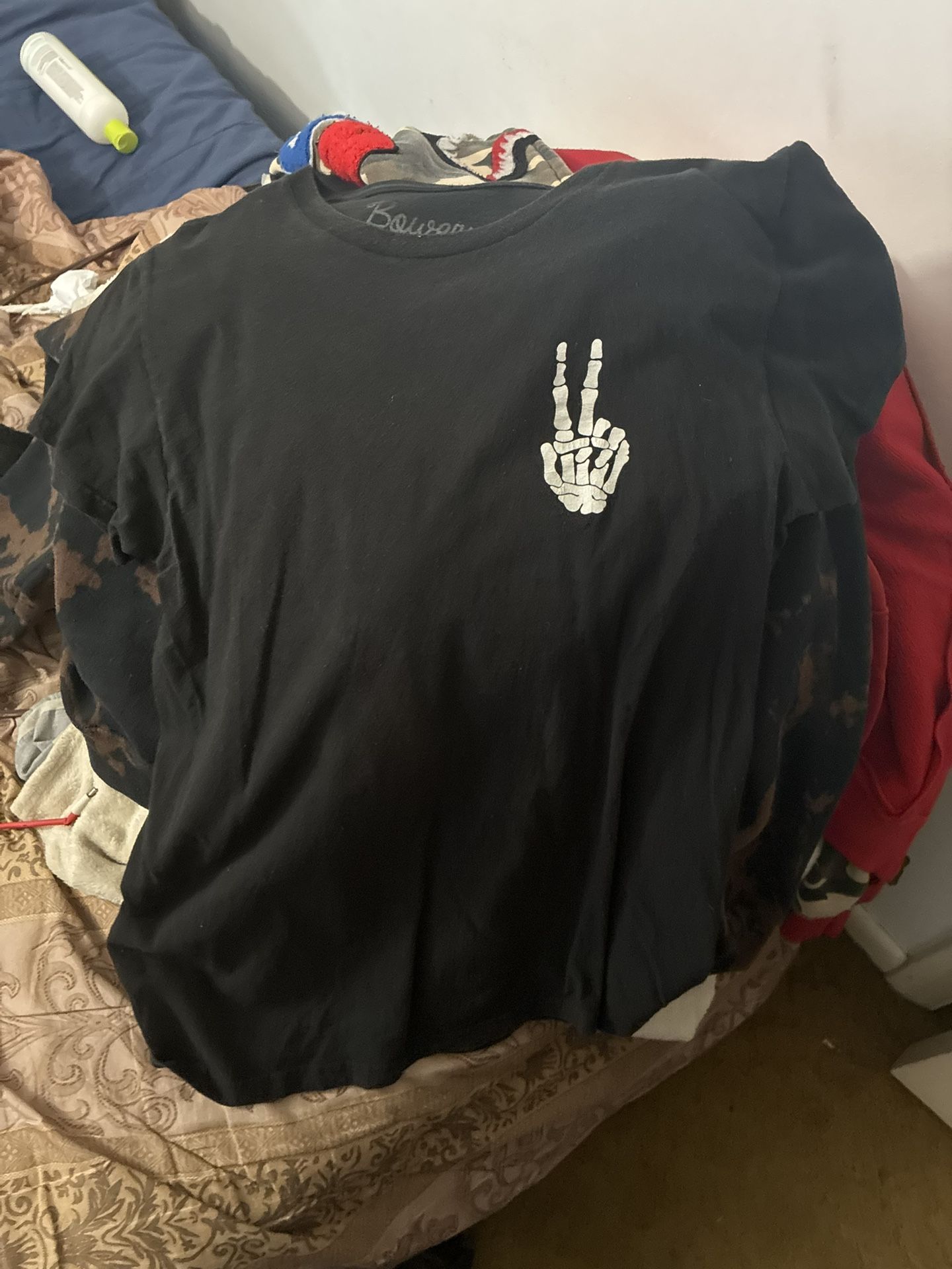 all black skeleton hand shirt