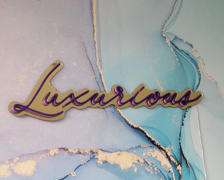 "Luxurious" Gold Mirror-Backed LED Sign