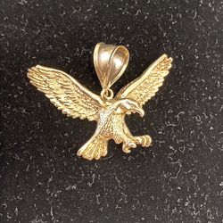14k Solid Gold Eagle 3D Pendant Charm 