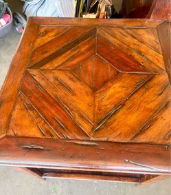 Carved Wood Side Table or Storage Chest