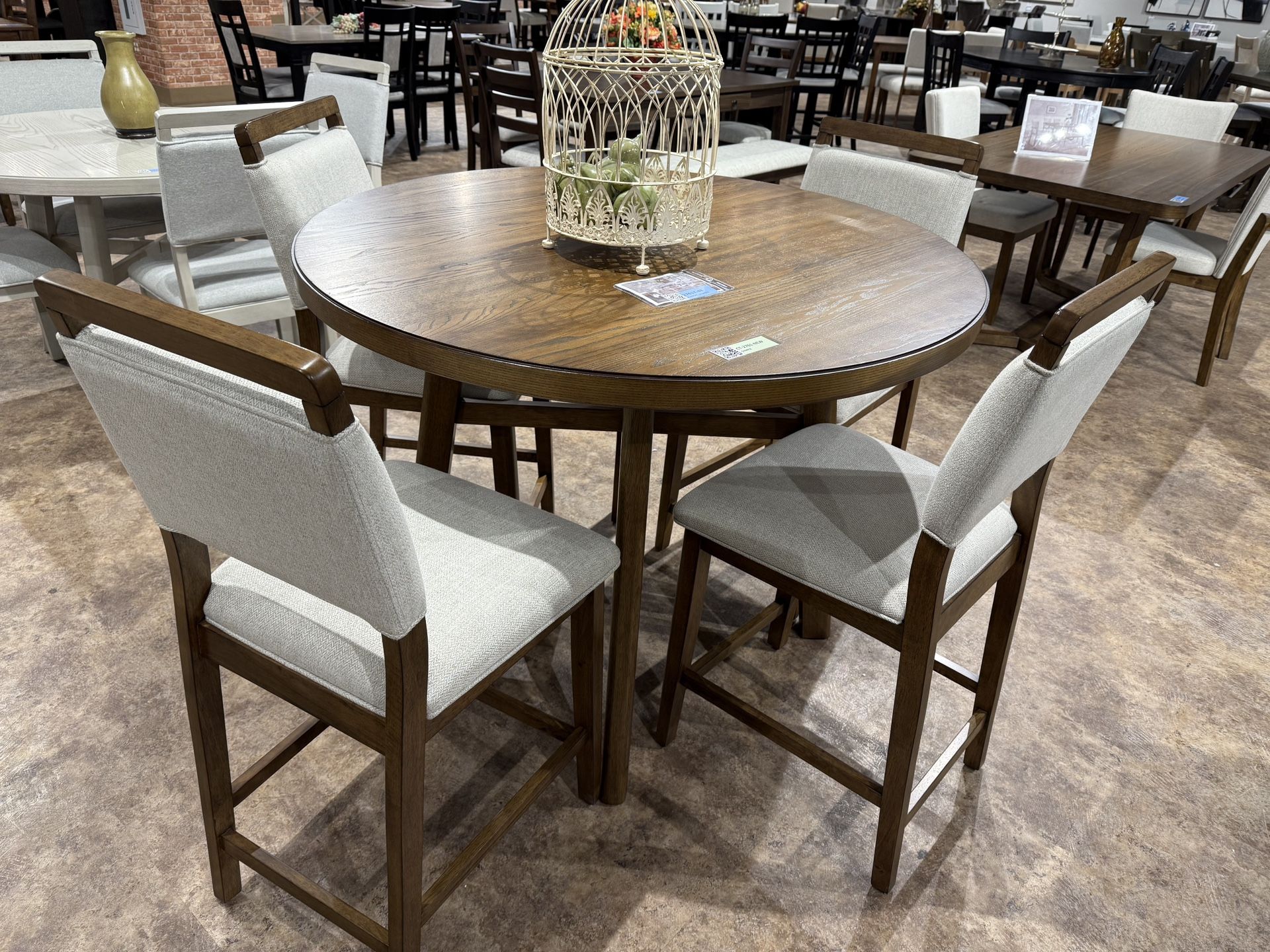 5PC Brown Counter Height Dining Table Set