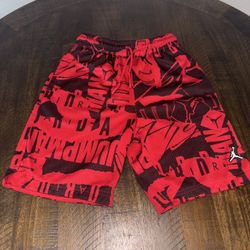 Air Jordan Red/Black Basketball Shorts 12-13 Years Sz LARGE