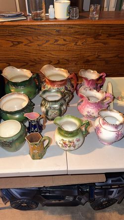 Lot of 10 Antique Porcelain Pitchers and Vases