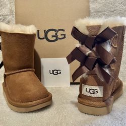 UGG INFANT TODDLER SIZE 7 CHESTNUT BAILEY BOW ll 
