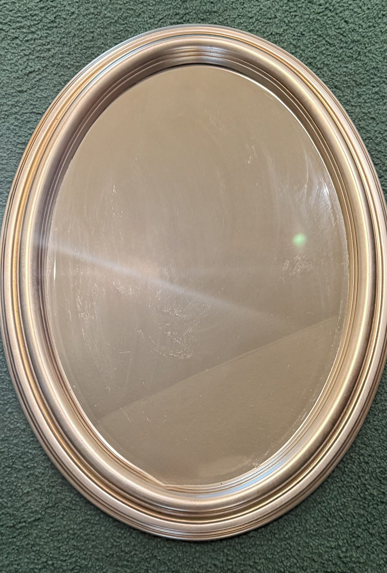 Oval Beveled, Silver, And Gold Mirror