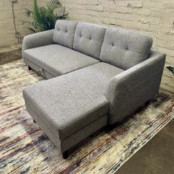 Light Gray Modern Belagio 89” Sleeper Sectional Sofa with RAF Chaise by Moe’s Home Collection