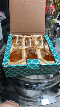 Moroccan Glasses Set of 6 Gold  by The Wine Savant