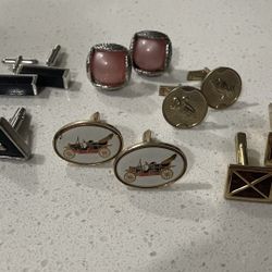 Lot 6 Pair Vintage Cufflinks Jewelry Gold And Silver Tone