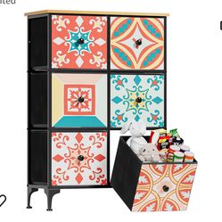 Dresser for Bedroom 6 Drawer Dressers & Chests of Drawers Tall Dresser Organizer Fabric Storage Tower for Closet and Nursery Kids and Adult, Fabric Bi