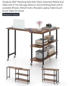 2 tear table and storage with wheels