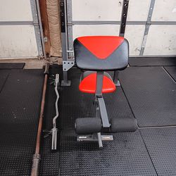 Weight Bench, Bar And Curl Bar 